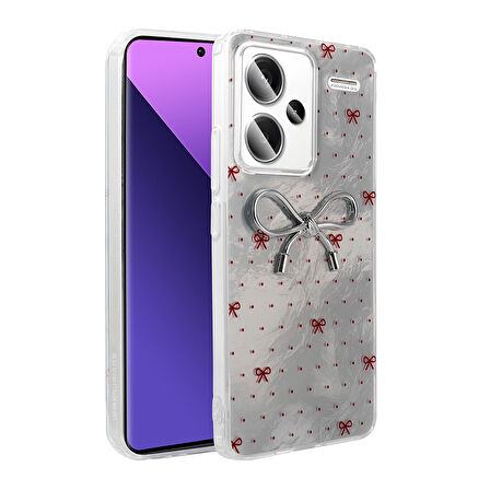 Redmi Note 13 Pro Plus 5G Kılıf Kamera Korumalı Figürlü Zore Ponti Silikon Kapak - Açık Pembe