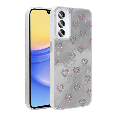 Galaxy A15 Kılıf Kamera Korumalı Figürlü Zore Ponti Silikon Kapak - Beyaz