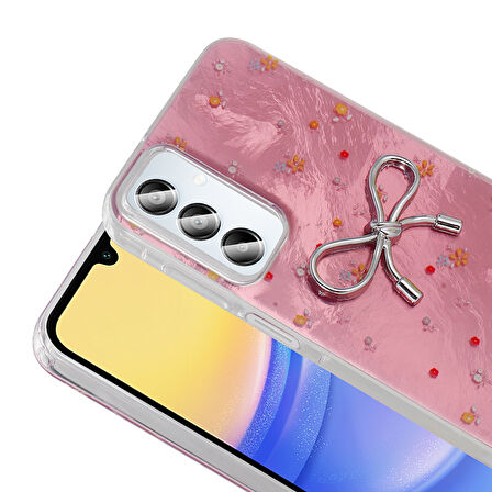 Galaxy A15 Kılıf Kamera Korumalı Figürlü Zore Ponti Silikon Kapak - Lila