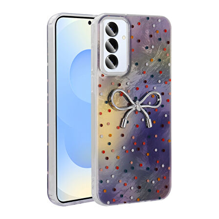 Galaxy A16 Kılıf Kamera Korumalı Figürlü Zore Ponti Silikon Kapak - Lila