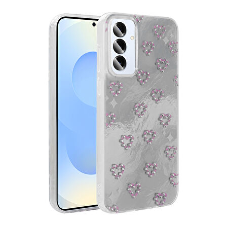 Galaxy A25 Kılıf Kamera Korumalı Figürlü Zore Ponti Silikon Kapak - Beyaz