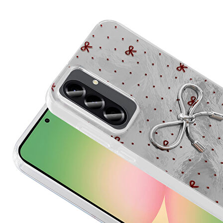 Galaxy A26 Kılıf Kamera Korumalı Figürlü Zore Ponti Silikon Kapak - Beyaz