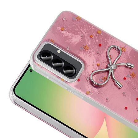 Galaxy A36 Kılıf Kamera Korumalı Figürlü Zore Ponti Silikon Kapak - Açık Pembe