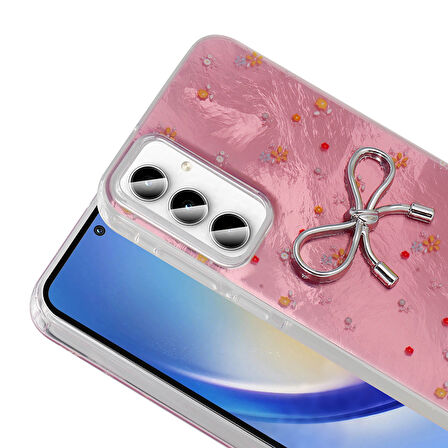 Galaxy A55 Kılıf Kamera Korumalı Figürlü Zore Ponti Silikon Kapak - Açık Pembe