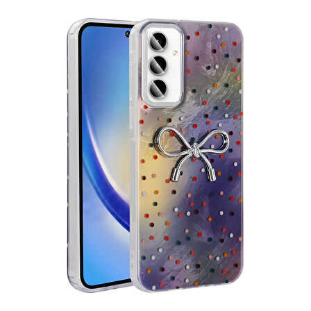 Galaxy A55 Kılıf Kamera Korumalı Figürlü Zore Ponti Silikon Kapak - Lila