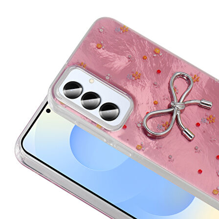 Galaxy S24 Plus Kılıf Kamera Korumalı Figürlü Zore Ponti Silikon Kapak - Açık Pembe