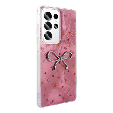Galaxy S25 Ultra Kılıf Kamera Korumalı Figürlü Zore Ponti Silikon Kapak - Açık Pembe