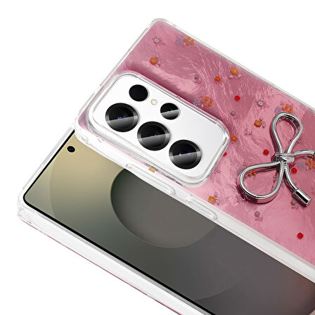 Galaxy S25 Ultra Kılıf Kamera Korumalı Figürlü Zore Ponti Silikon Kapak - Açık Pembe
