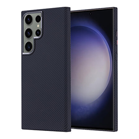 Galaxy S23 Ultra Kılıf Magsafe Şarj Özellikli Karbon Fiber Görünümlü Zore Nekst Kapak - Siyah