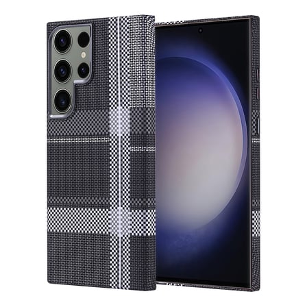 Galaxy S23 Ultra Kılıf Magsafe Şarj Özellikli Karbon Fiber Görünümlü MKST Nekst Kapak - Gri-Siyah