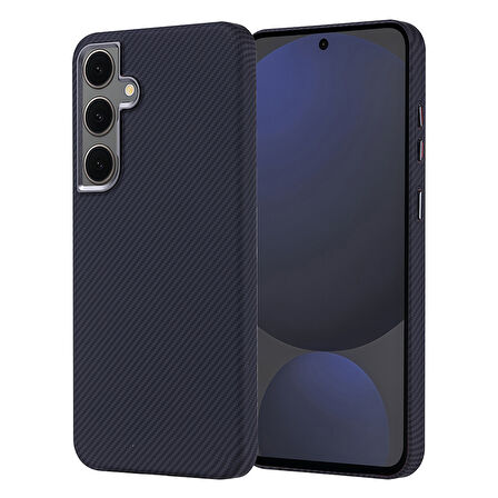 Galaxy S24 FE Kılıf Magsafe Şarj Özellikli Karbon Fiber Görünümlü Zore Nekst Kapak - Gri-Siyah