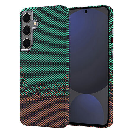 Galaxy S24 FE Kılıf Magsafe Şarj Özellikli Karbon Fiber Görünümlü Zore Nekst Kapak - Yeşil