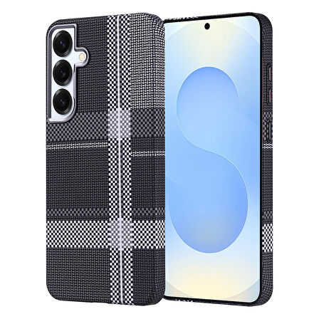 Galaxy S25 Plus Kılıf Magsafe Şarj Özellikli Karbon Fiber Görünümlü Zore Nekst Kapak - Gri-Siyah