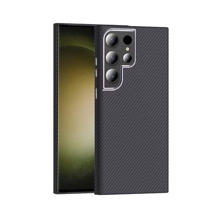 Galaxy S23 Ultra Kılıf M-safe Şarj Özellikli Karbon Fiber Görünümlü NRTK Gros Kapak - Siyah