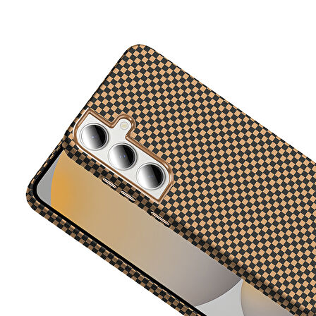 Galaxy S24 FE Kılıf M-safe Şarj Özellikli Karbon Fiber Görünümlü UCY Gros Kapak - Gri-Siyah
