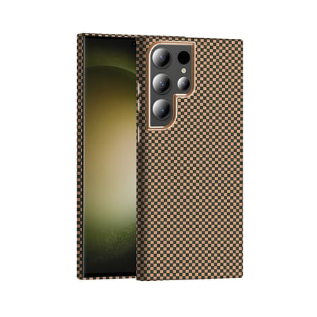 Galaxy S24 Ultra Kılıf M-safe Şarj Özellikli Karbon Fiber Görünümlü NRTK Gros Kapak - Desert Titanyu