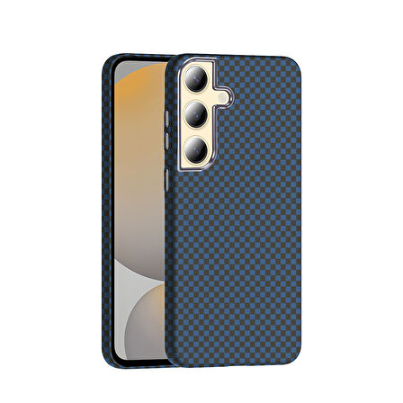 Galaxy S24 Plus Kılıf M-safe Şarj Özellikli Karbon Fiber Görünümlü FRMS Gros Kapak - Siyah-Lacivert