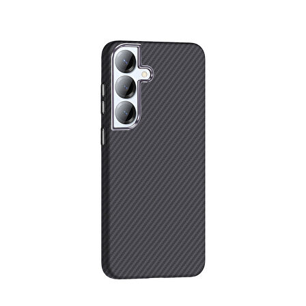 Galaxy S25 Plus Kılıf M-safe Şarj Özellikli Karbon Fiber Görünümlü HLP Gros Kapak - Siyah-Lacivert