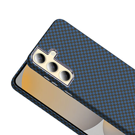 Galaxy S24 Plus Kılıf M-safe Şarj Özellikli Karbon Fiber Görünümlü KLFS Gros Kapak - Gold-Siyah