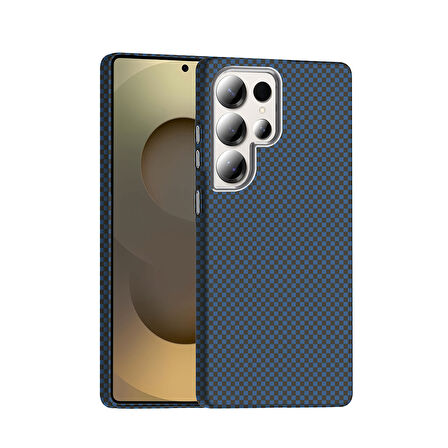 Galaxy S25 Ultra Kılıf M-safe Şarj Özellikli Karbon Fiber Görünümlü TCG Gros Kapak - Gri-Siyah