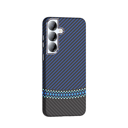 Galaxy S25 Kılıf M-safe Şarj Özellikli Karbon Fiber Görünümlü F10T Gros Kapak - Siyah