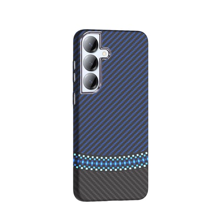 Galaxy S25 Kılıf M-safe Şarj Özellikli Karbon Fiber Görünümlü NRTK Gros Kapak - Lacivert