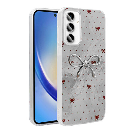 Galaxy A55 Kılıf Kamera Korumalı Figürlü Zore Ponti Silikon Kapak - Açık Mavi