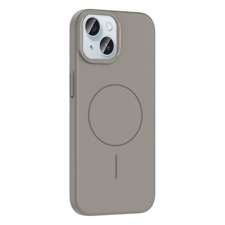 iPhone 15 Kılıf Magsafe Şarj Özellikli Zore Ruby Silikon Kapak - Gri