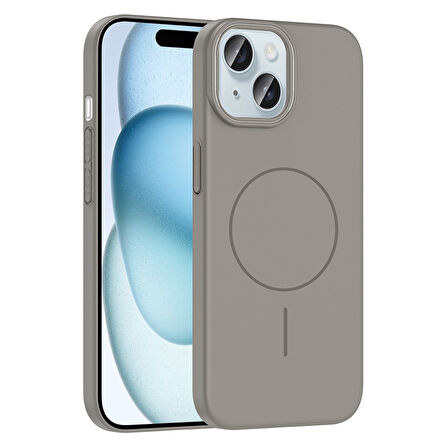iPhone 15 Kılıf Kablosuz Şarj Özellikli Ruby Silikon Kapak