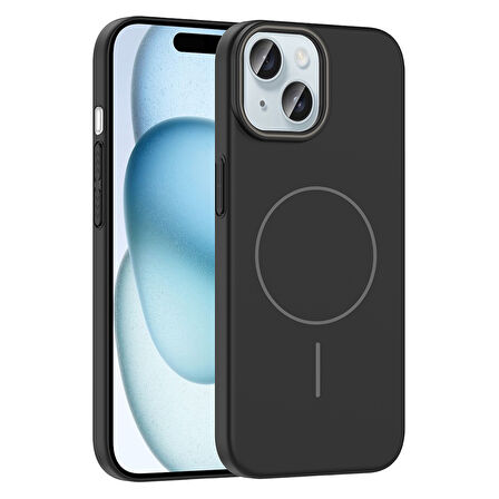 iPhone 15 Kılıf Kablosuz Şarj Özellikli Ruby Silikon Kapak