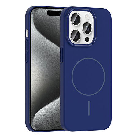 iPhone 15 Pro Kılıf Kablosuz Şarj Özellikli Ruby Silikon Kapak
