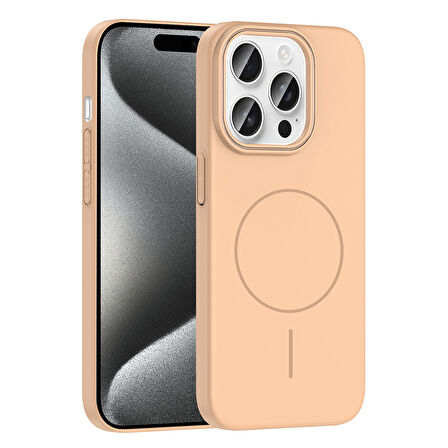 iPhone 15 Pro Kılıf Magsafe Şarj Özellikli Zore Ruby Silikon Kapak - Mürdüm