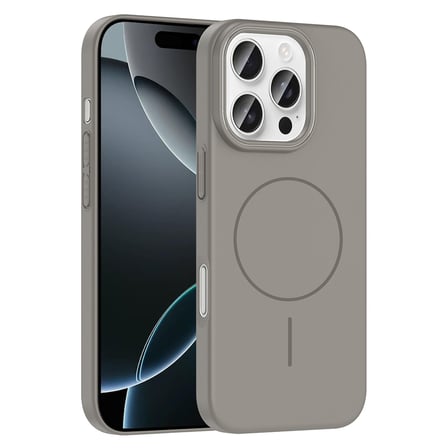 iPhone 16 Pro Max Kılıf Magsafe Şarj Özellikli Zore Ruby Silikon Kapak - Gri