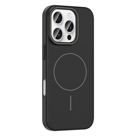 iPhone 16 Pro Max Kılıf Magsafe Şarj Özellikli Zore Ruby Silikon Kapak - Gri