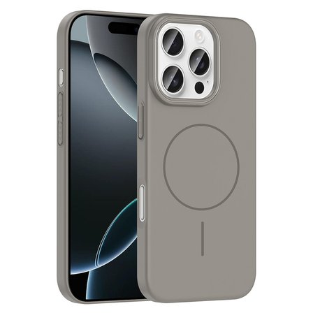 iPhone 16 Pro Max Kılıf Magsafe Şarj Özellikli Zore Ruby Silikon Kapak - Gri