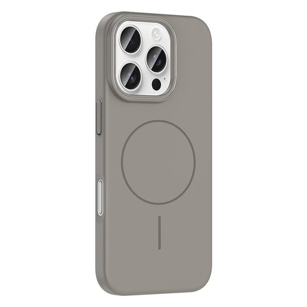 iPhone 16 Pro Max Kılıf Magsafe Şarj Özellikli Zore Ruby Silikon Kapak - Gri