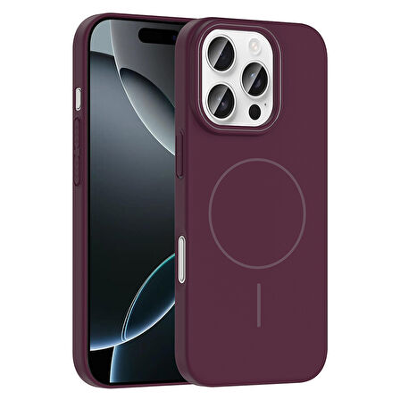 iPhone 16 Pro Max Kılıf Kablosuz Şarj Özellikli Ruby Silikon Kapak