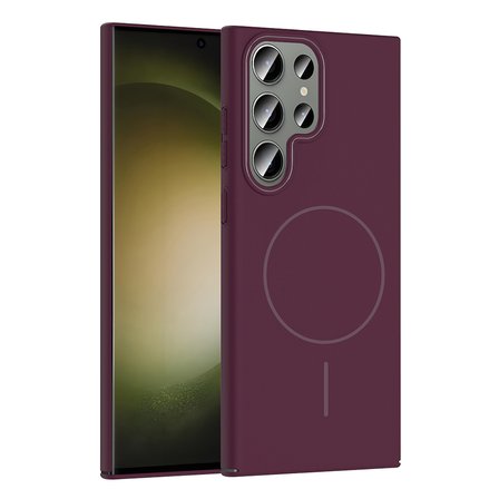 Galaxy S23 Ultra Kılıf Magsafe Şarj Özellikli Zore Ruby Silikon Kapak - Mürdüm