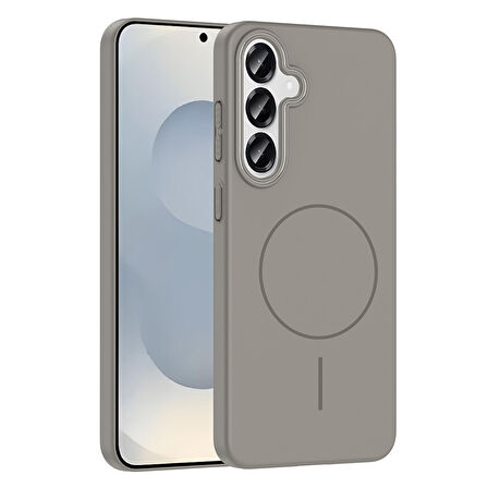 Galaxy S25 Plus Kılıf Magsafe Şarj Özellikli Zore Ruby Silikon Kapak - Siyah