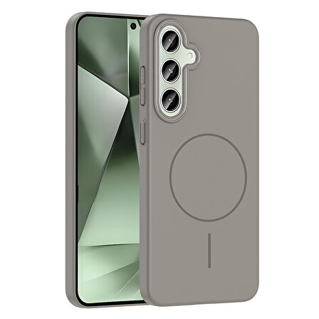 Galaxy S24 Plus Kılıf Magsafe Şarj Özellikli Zore Ruby Silikon Kapak - Gri