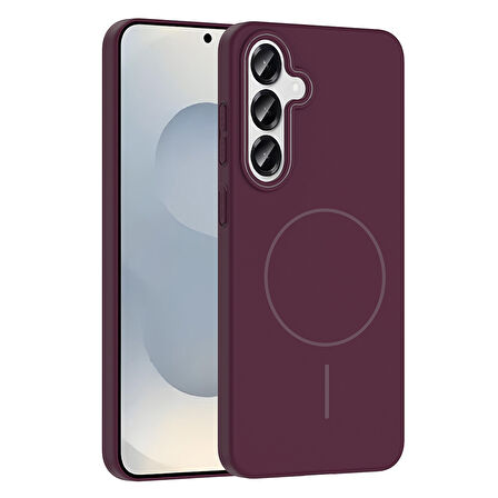 Galaxy S25 Plus Kılıf Magsafe Şarj Özellikli Zore Ruby Silikon Kapak - Mürdüm