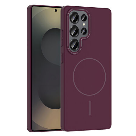 Galaxy S25 Ultra Kılıf Magsafe Şarj Özellikli Zore Ruby Silikon Kapak - Mürdüm