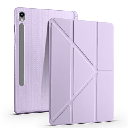 Samsung Galaxy Tab S9 FE Kılıf Tri Folding Kalem Bölmeli Standlı Kılıf