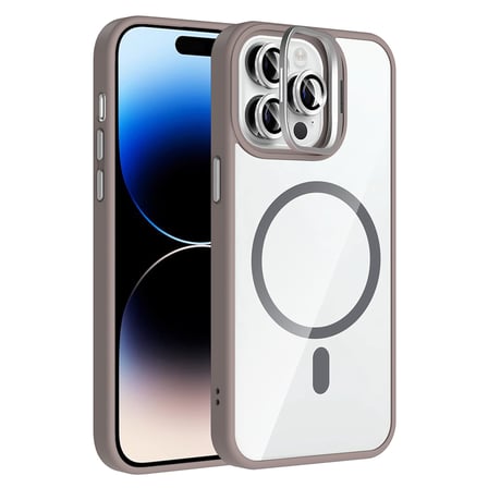 iPhone 14 Pro Max Kılıf Kamera Standlı MagSafe Destekli Şeffaf Arka Yüz Silikon Novatech