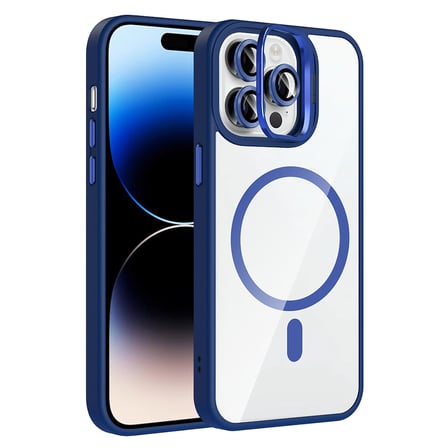 iPhone 14 Pro Max Kılıf Standlı ve Kamera Lens Hediyeli M-Safe Şarj Özellikli NRTK Etro Kapak - Laci