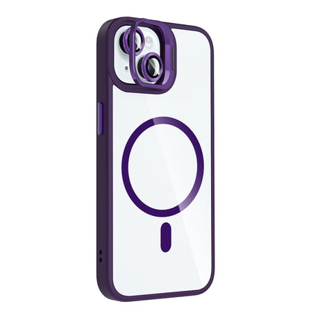 iPhone 15 Kılıf Standlı ve Kamera Lens Hediyeli M-Safe Şarj Özellikli NRTK Etro Kapak - Pembe