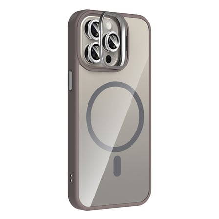 iPhone 15 Pro Kılıf Standlı ve Kamera Lens Hediyeli M-Safe Şarj Özellikli NRTK Etro Kapak - Pembe