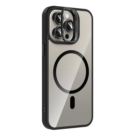 Apple iPhone 15 Pro Max Kılıf Standlı ve Kamera Lens Hediyeli M-Safe Şarj Özellikli Zore Etro Kapak