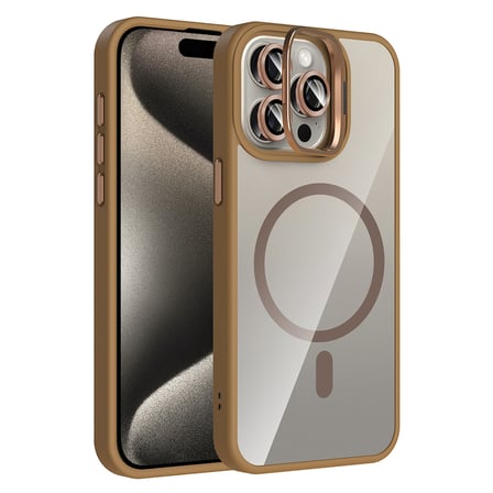 iPhone 15 Pro Max Kılıf Kamera Standlı MagSafe Destekli Şeffaf Arka Yüz Silikon Alan Tech