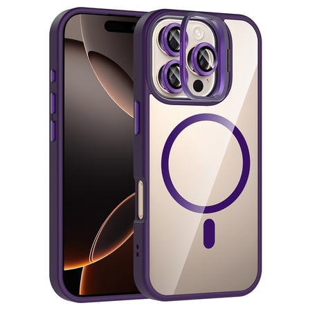 iPhone 16 Pro Max Kılıf Standlı ve Kamera Lens Hediyeli M-Safe Şarj Özellikli NRTK Etro Kapak - Deri